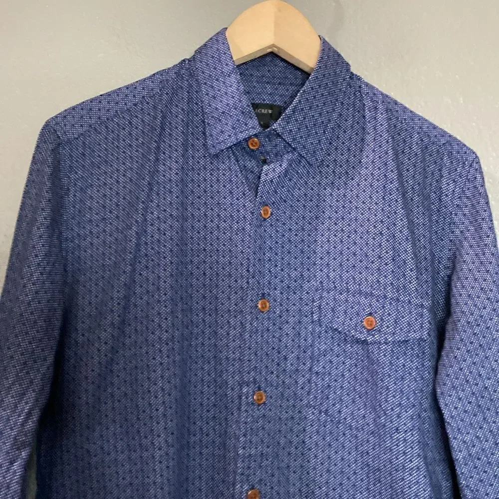 J.Crew Textured Blued Buttoned Down Mens Shirt A4813 Cotton